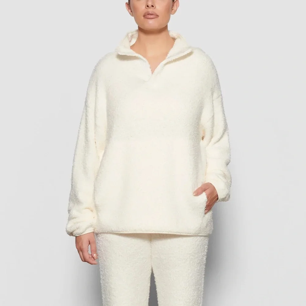 SKIMS COZY KNIT PULLOVER IN BONE SZ S/M